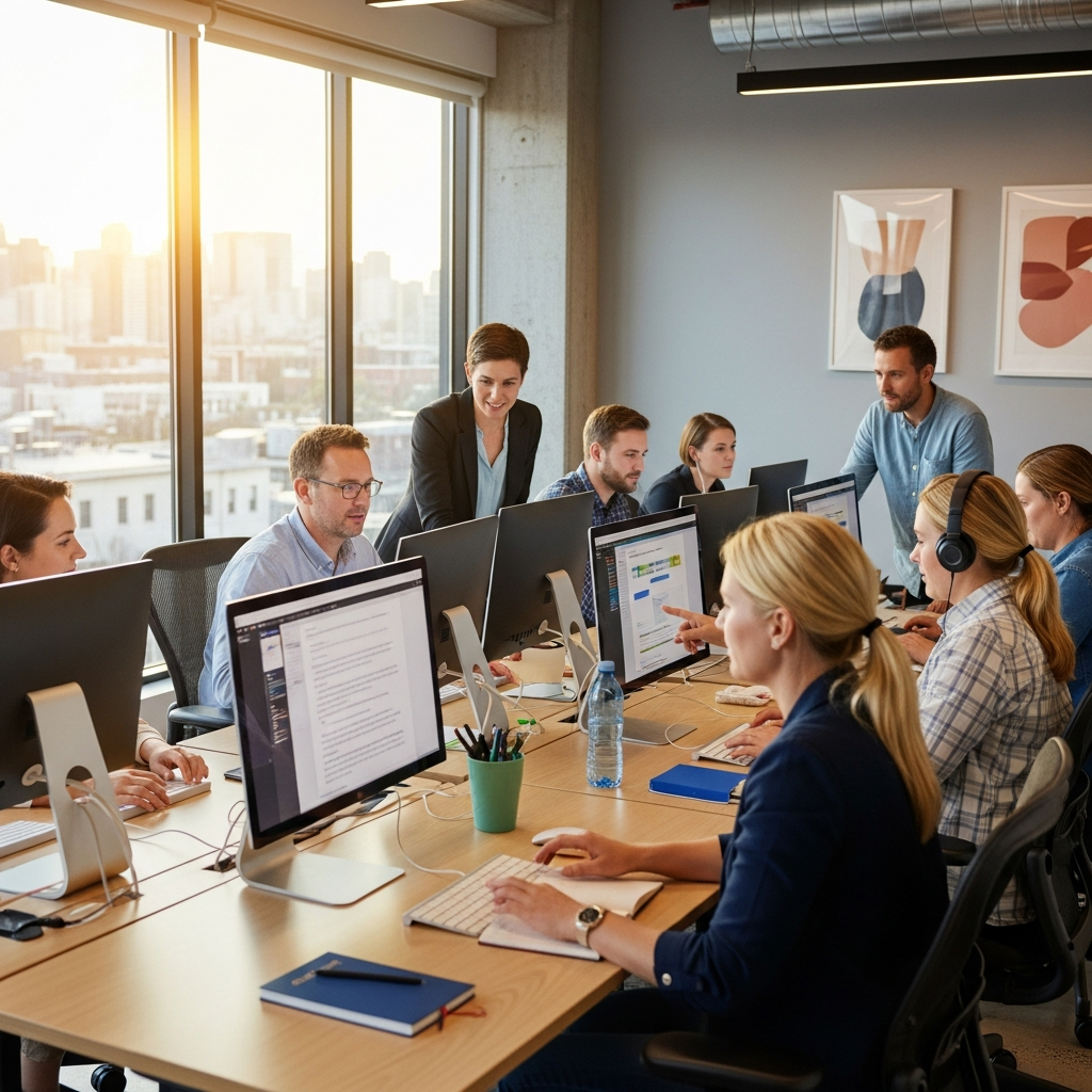 AI leren in een moderne classroom setting