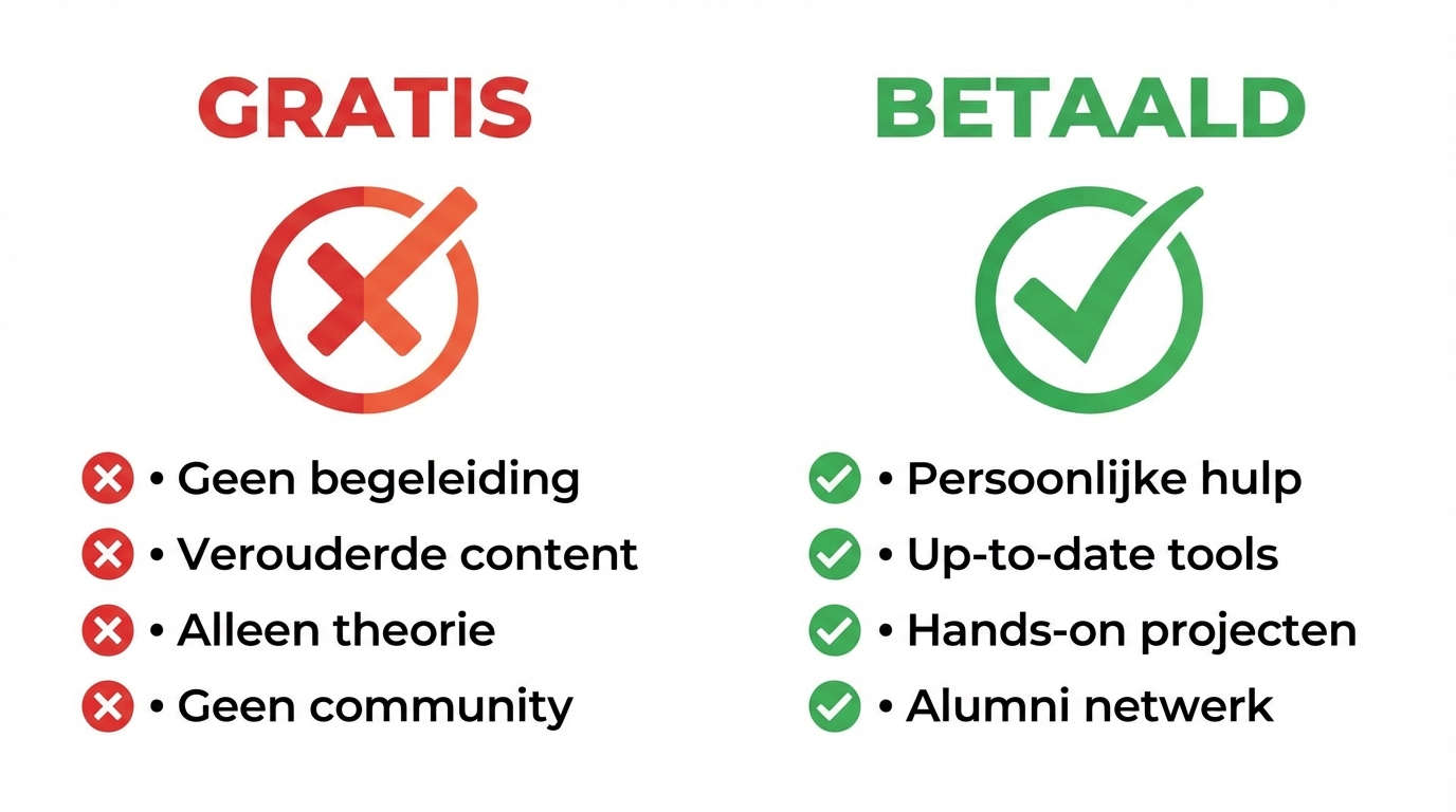Vergelijking gratis vs betaalde AI cursus