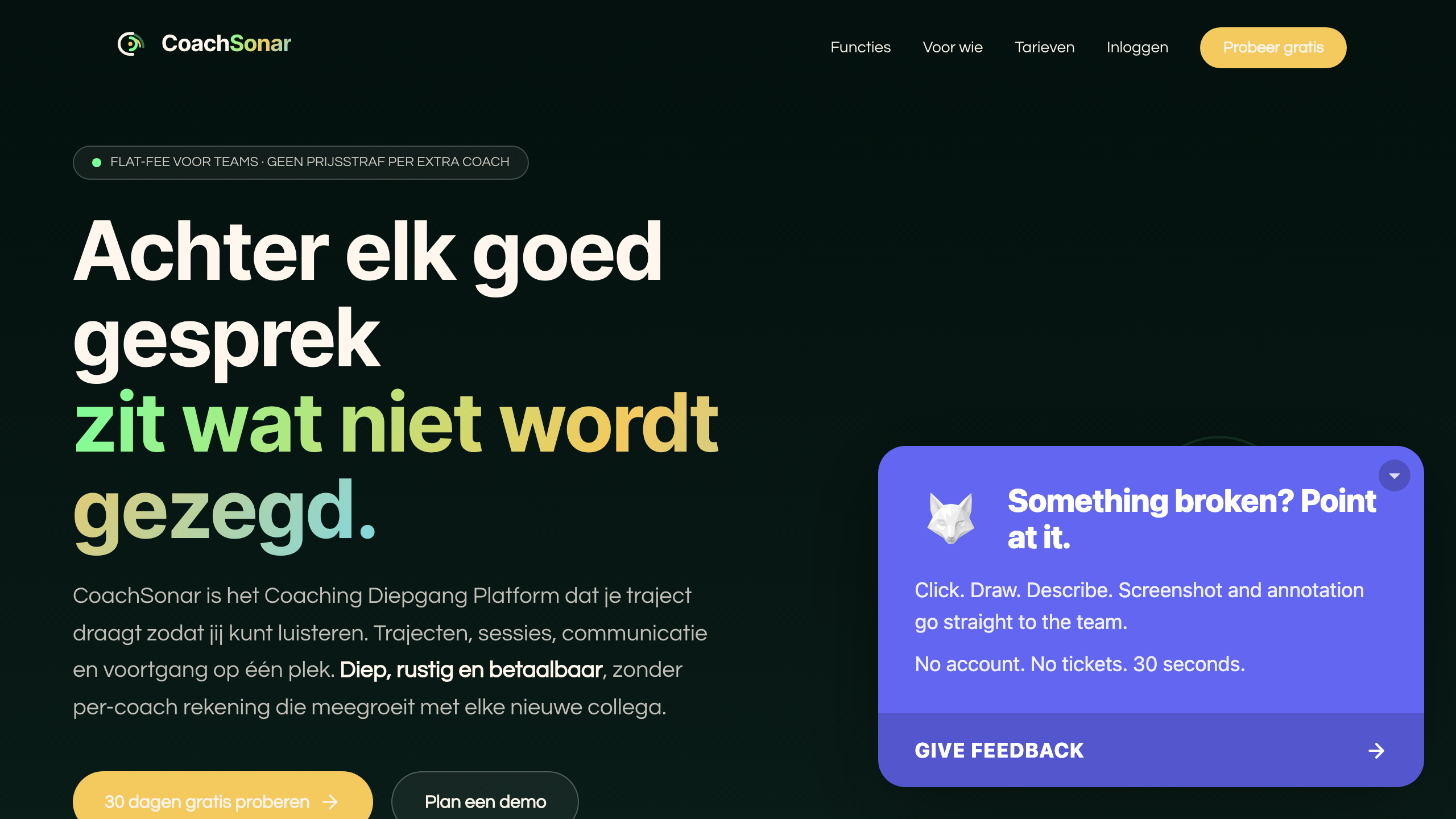 Screenshot van CoachSonar